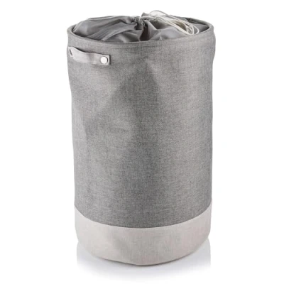 Image of Minky Fabric Round Storage Hamper, Washing Basket With 86L Capacity, Hamper For Multi Use, Drawstring Closure, Sturdy Carry Handles, Collapsible Design (Rectsngular)