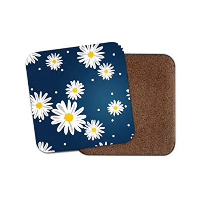 Image of 1 x Pretty Daisy Flowers Coaster Blue Mum Auntie Cute Sister Fun #13172