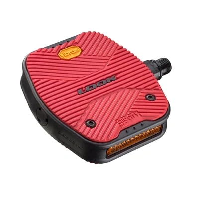 Image of LOOK Cycle Geo City Grip Bicycle Pedals Flat Slip Proof Safety Innovative Activ Rubber Premium High Performance Urban Bike Pedal Red
