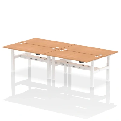 Image of Air B2B 1600x800mm Height Adjustable 4P Bench Desk CP Oak/White