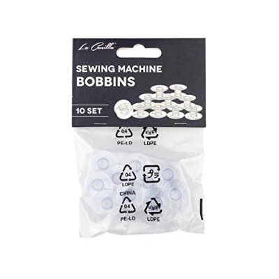 Image of La Canilla ® Bobbins for Brother Sewing Machine Janome, Singer, Toyota Set of 10 Transpatent