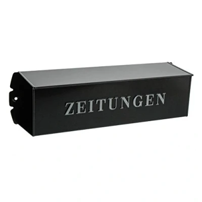 Image of Burg Wächter Metal Newspaper Box with Embossed German Text &quot;Zeitungen&quot;, Brown, 808 E