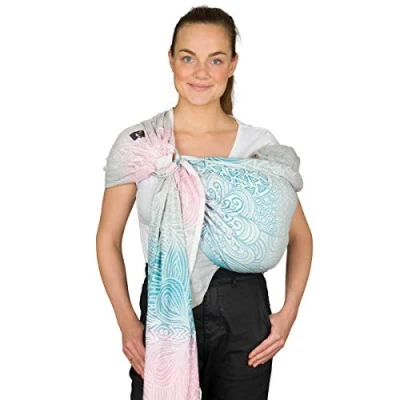 Image of Hoppediz Ring Sling Baby from Birth 100% Organic Cotton Jaipur Design Cream