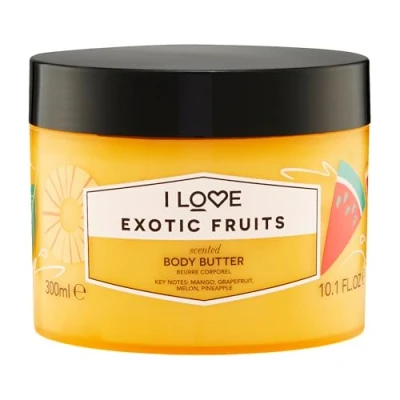 Image of I Love Exotic Fruits Scented Body Butter, Packed With Shea Butter &amp; Coconut Oil to Regenerate Nourish the Skin, 85% Naturally Derived Ingredients, VeganFriendly 330ml