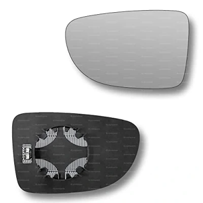 Image of Less4spares Replacement Wing Mirror Glass Left Compatible with Nissan Micra 2017 2022 CLIP ON Passnager Near Side N/S Heated Convex