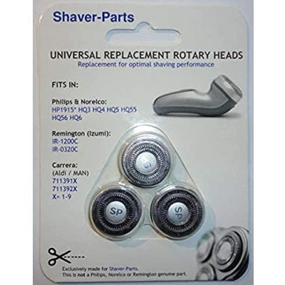 Image of Shaver Parts Unisversal Replacement Shaving Head for Philips Pack of 3 Original No.: HQ3/4/5/55/56/6