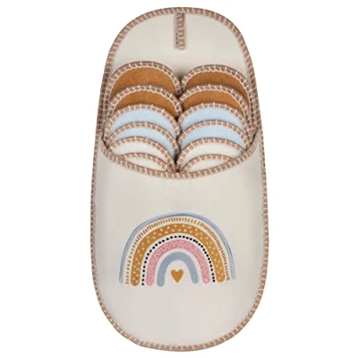 Image of ONVAYA® ABS Guest Slippers Rainbow with heart Set of 6 Non Slip Sole Felt Size 36 45,