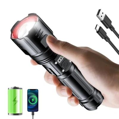 Image of Siuyiu Torches Led Super Bright, 200000 Lumens Rechargeable with Digital Power Display, Tactical Torch Zoomable, 5 Modes for Camping, Emergencies and Outdoor