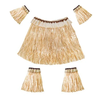 Image of sharprepublic Unisex Adults Hawaiian Hula Skirt Women Men Grass Luau Fancy Dress Accessory Straw Color, as described