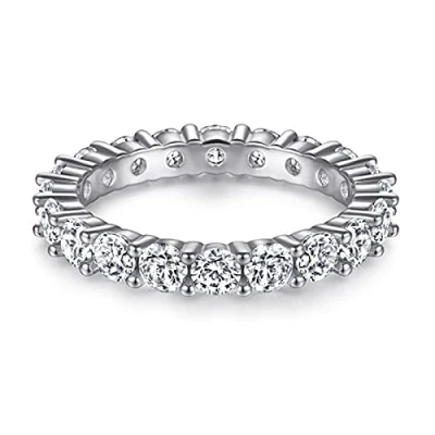 Image of HCMA 925 Sterling Silver Created Moissanite Diamonds Gemstone Fine Jewelry Wedding Band Fashion Ring For Women Gift
