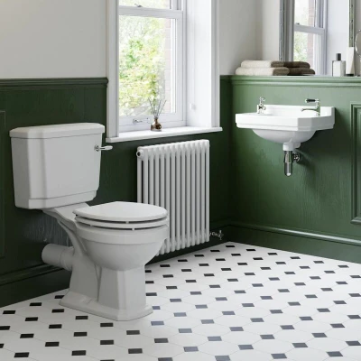 Image of Park Lane Traditional Cloakroom Suite with Close Coupled Toilet &amp; Wall Hung Basin