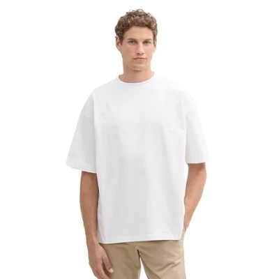 Image of TOM Tailor Denim Oversized Basic Tshirt, Men&#039;s, Size: Small, White