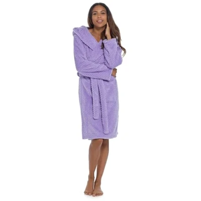 Image of undercover lingerie Ladies Waffle Fleece Dressing Gown LN1695 Lilac 16 18