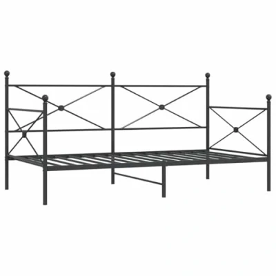 Image of vidaXL Day Bed/Sofa Bed with Storage Steel Frame, Modern Black Design 100x190 cm For Bedroom/Living Area