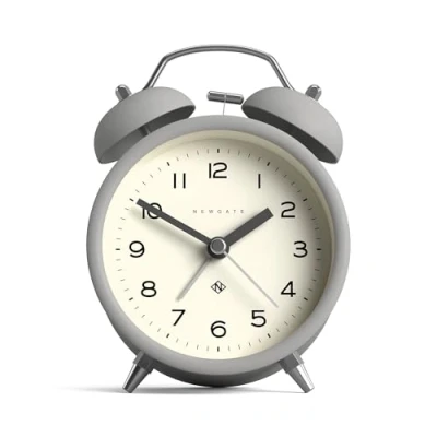 Image of NEWGATE ® Charlie Bell Echo Alarm Small contemporary Bedside Clock Bedroom Accessories Clocks Desk Mantel Arabic numerals (Grey)