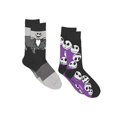 Image of Disney The Nightmare Before Christmas Mens Multi Pack Socks (10 13 (Shoe: 6 12.5), Jack 2 Pack)