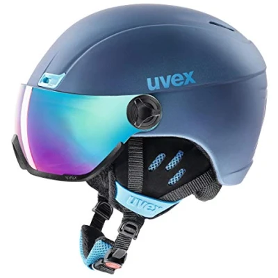 Image of uvex Hlmt 400 Visor Style Ski Helmet for Men and Women Individual Fit Navy Blue Matt 53 58 cm