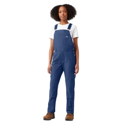 Image of Dickies Overalls for Women, Rinsed Utility Bib Overalls, Boyfriend Fit, Indigo Rinse, L
