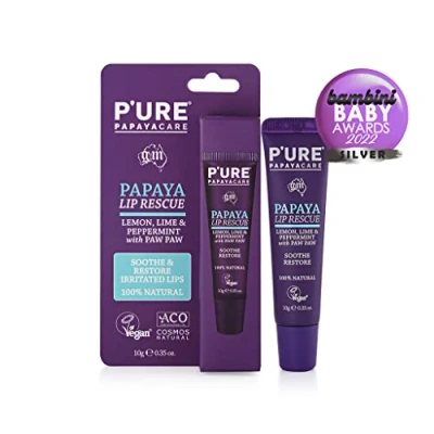 Image of P&#039;URE Papaya CARE Vegan Lip Balm 10g Rescue Natural Paw Calendula, Chamomile, Lemon, Lime, Peppermint Organic Treatment for Dry Cracked Lips Cruelty Free