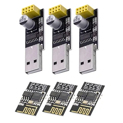 Image of AZDelivery 3 x ESP8266 ESP 01S Serial Wireless WLAN WiFi Transceiver Module 1MB Flash 80MHz with CH340G USB Converter Adapter compatible Arduino and Raspberry Pi Including E Book!