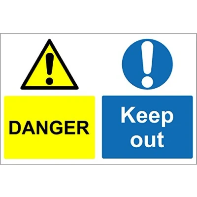 Image of Danger keep out general safety sign Self adhesive sticker 300mm x 200mm