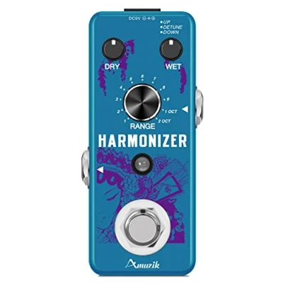 Image of Amuzik Guitar Harmonizer Effect Pedal Digital Pitch Shifter 3 Tone Modes Harmony Detune Mini Size True Bypass