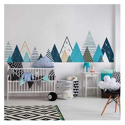 Image of Ambiance Stickers Scandinavian Tipika Mountains Wall Decals, DIY Home Decor, Peel and Stick Removable Stickers, Waterproof Self Adhesive Art H45 x L180 CM