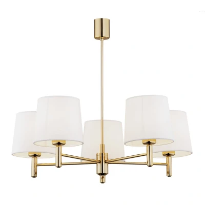 Image of Ponte Plus Multi Arm Pendant Ceiling 5 Light Cream, Dark Brass Steel