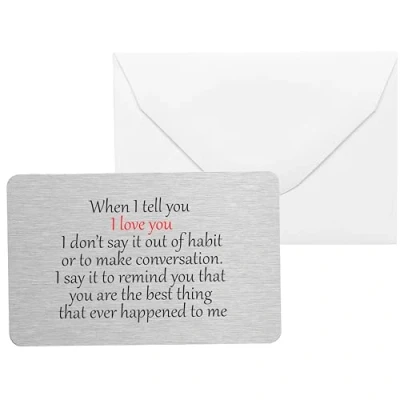 Image of Sentimental Keepsake When I Tell You Love Metal Wallet Card Valentine&#039;s Gift