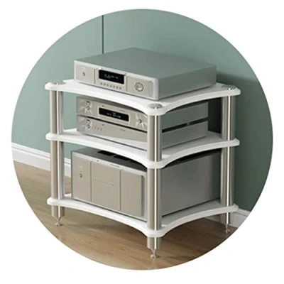 Image of Hifi Rack AV Shelf 1/2/3/4 Tiers TV Stand Cabinet Amplifier Equipment Speaker (Color : White, Size 60 * 48 62cm(3Tier))