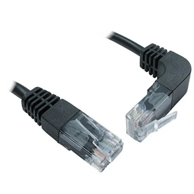 Image of kenable Cat5e Copper RJ45 Straight to Right Angle Plug UP Ethernet Network Cable 0.5m [0.5 metres]