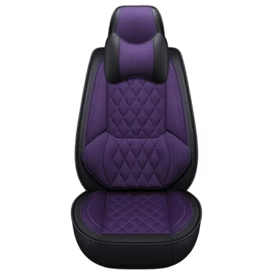Image of Eunncu Universal Car Seat Covers Waterproof Leather Full Set, Can Protect Front and Rear Seats, To Fit Most Cars, Side Airbag Compatible, Purple
