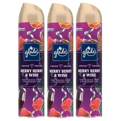 Image of 3 x Glade Aerosol Air Freshener 300ml Merry Berry &amp; Wine