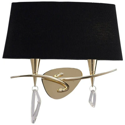 Image of Mara Wall Lamp Switched 2 Light E14, French Gold With Black Shade
