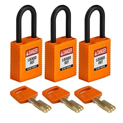 Image of SafeKey Lockout Padlock Nylon Orange 1.5&quot; Plastic Shkl, Pack of 3