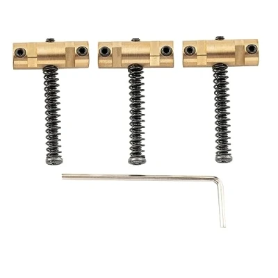 Image of Musiclily Ultra 10.8mm Brass Compensated Bridge Saddles Barrel for Tele Style Electric Guitar, Original Color with Black Screws (Set of 3)
