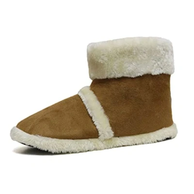 Image of DUNLOP Mens Faux Fur Memory Foam Knit Slipper Boots (Tan, UK Footwear Size System, Adult, Men, Numeric, Medium, 11)