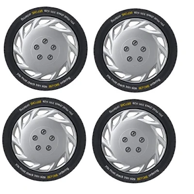 Image of XtremeAuto® Black SILVER Blue Red WHEEL Trim Set x 4 (14&quot; VEGAS TRIMS (WLW2 F10))