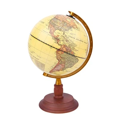 Image of Topglobe 20cm Antique Globe With a Wood Base World Rotating Vintage Decorative Dia