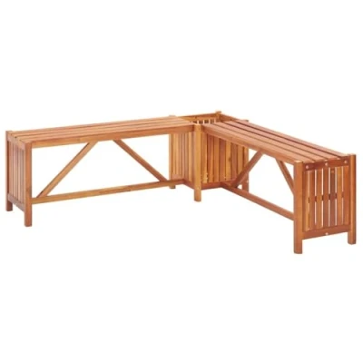 Image of vidaXL Solid Acacia Wood Garden Corner Bench with Planter Balcony Outdoor Seats Patio 117x117x40cm Brown