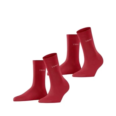 Image of ESPRIT Women&#039;s Uni 2 Pack W SO Cotton Plain Pairs Socks, Pink (Red Pepper 8074), 5.5 8
