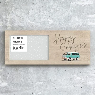 Image of Global Designs Happy Campers Camper Caravan Camping Themed Photo Frame