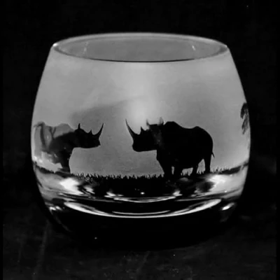 Image of Animo Glass Small Crystal Tealight Candle Holder Rhino