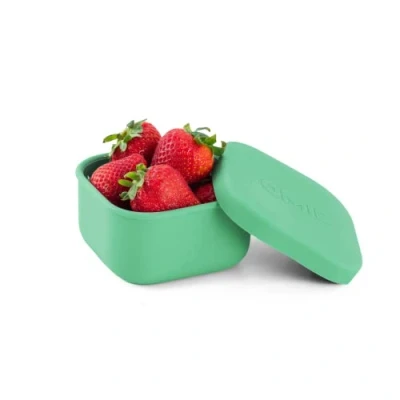 Image of OmieBox Silicone Leakproof Snack Containers To Go, Food Storage with Lid, School Lunch Bento Container BPA Free, Airtight, Dishwasher and Freezer Safe, Oven Safe 9.4 ounces Green