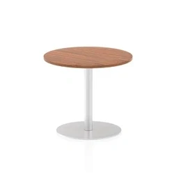 Image of Italia 600mm Poseur Round Table Walnut Top 725mm High Leg