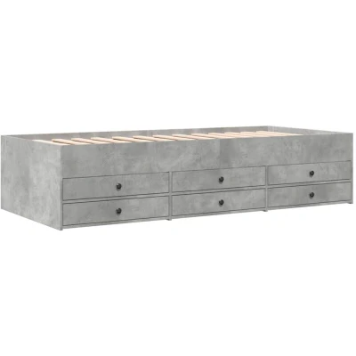 Image of vidaXL Daybed with Drawers without Mattress Concrete Grey 90x200 cm