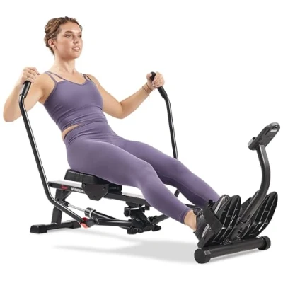 Image of Sunny Health &amp; Fitness Smart Compact Full Motion Rowing Machine, Body Workout, Low Impact, Extra Long Rail, 350 LB Weight Capacity SF RW5639SMART