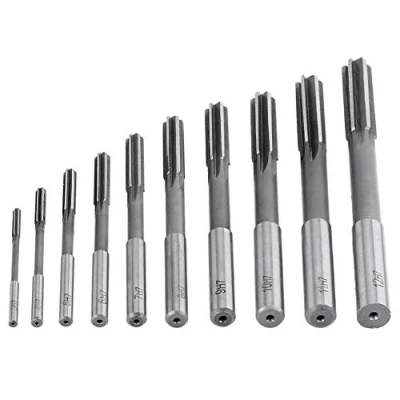 Image of Machine Reamer, 3/4/5/6/7/8/9/10/11/12mm 10Pcs Chucking Reamer Set HSS H7 Straight Flute Cutter Milling Tool for Plastic, Wood, Copper, Aluminum