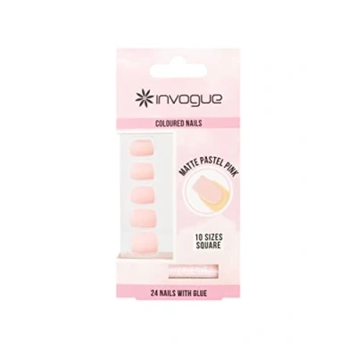 Image of Invogue Matte Pastel Pink Square Nails (24 Pieces)