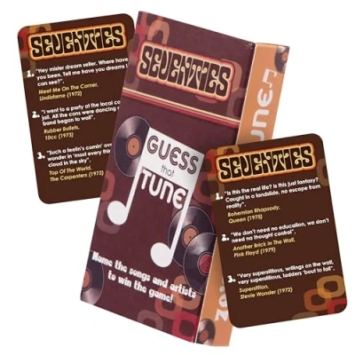 Image of Boxer Gifts Seventies Guess That Tune Music Quiz Game Party Games For Adults &amp; Family 1970s Songs Trivia 70s Men Women, Brown